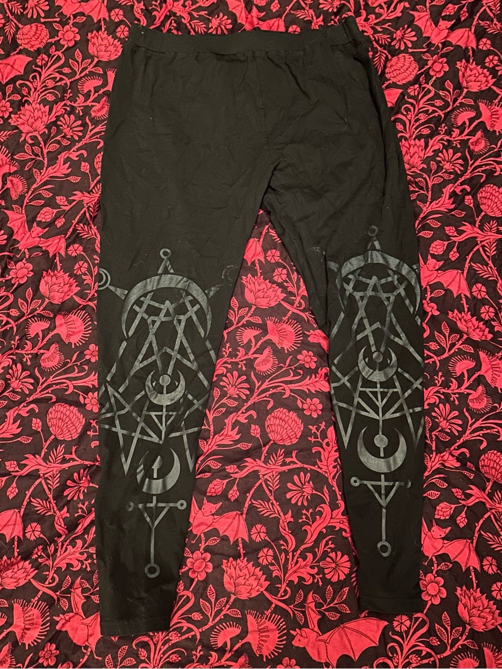 Restyle leggings with black on black cyber sigil design